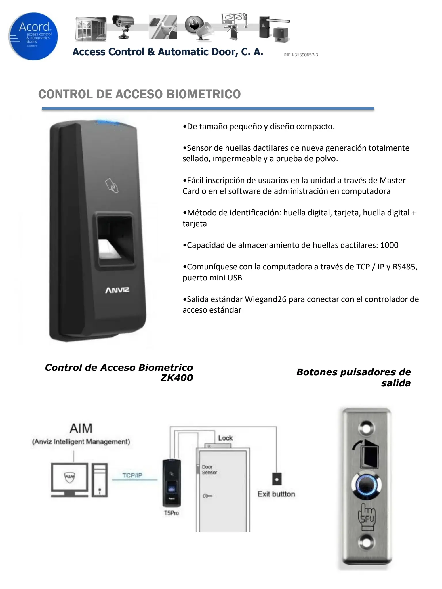 Control de acceso biométrico