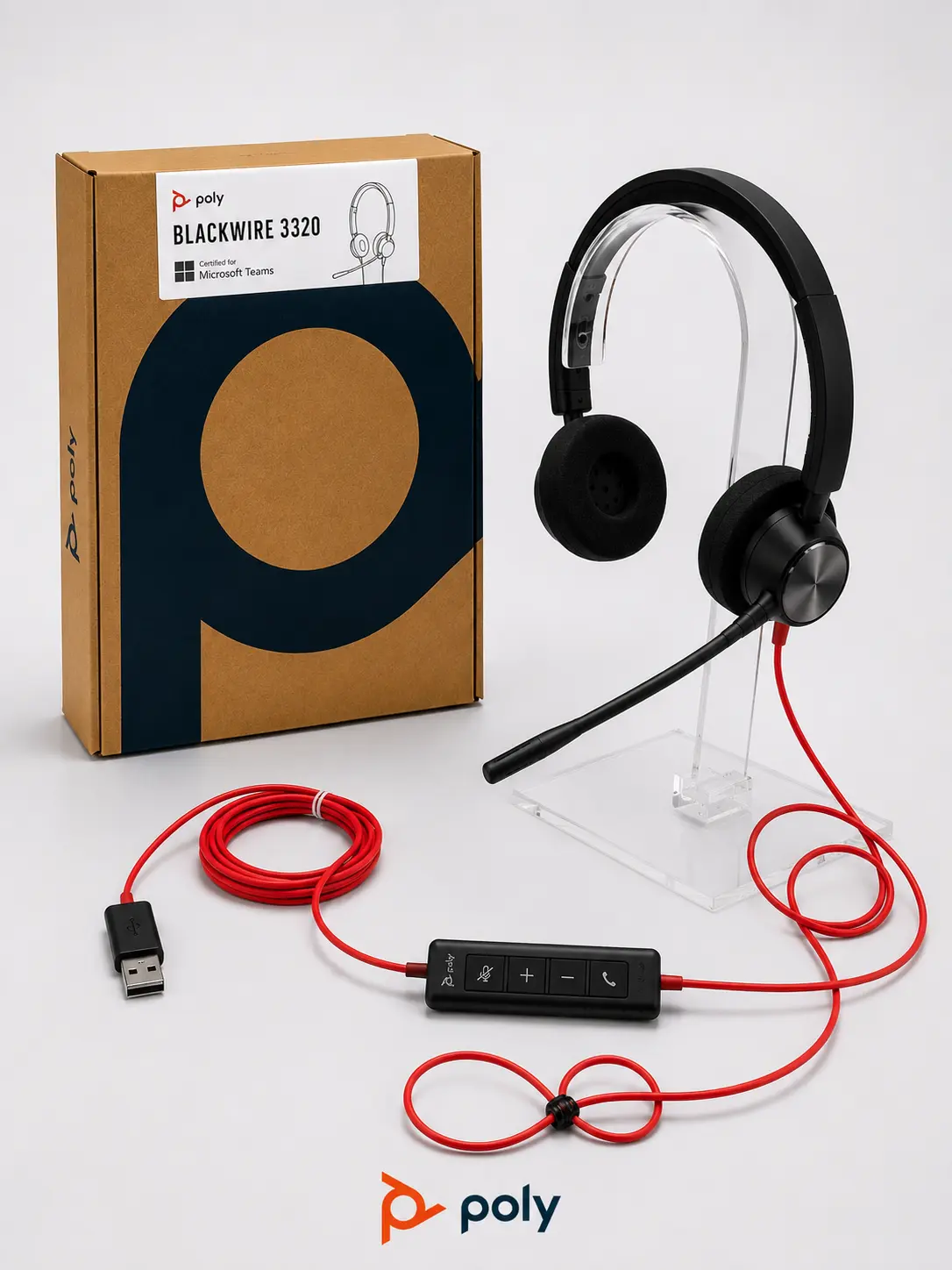 Audífono Poly Blackwire 3320 USB-A (Certificado para Microsoft Teams)