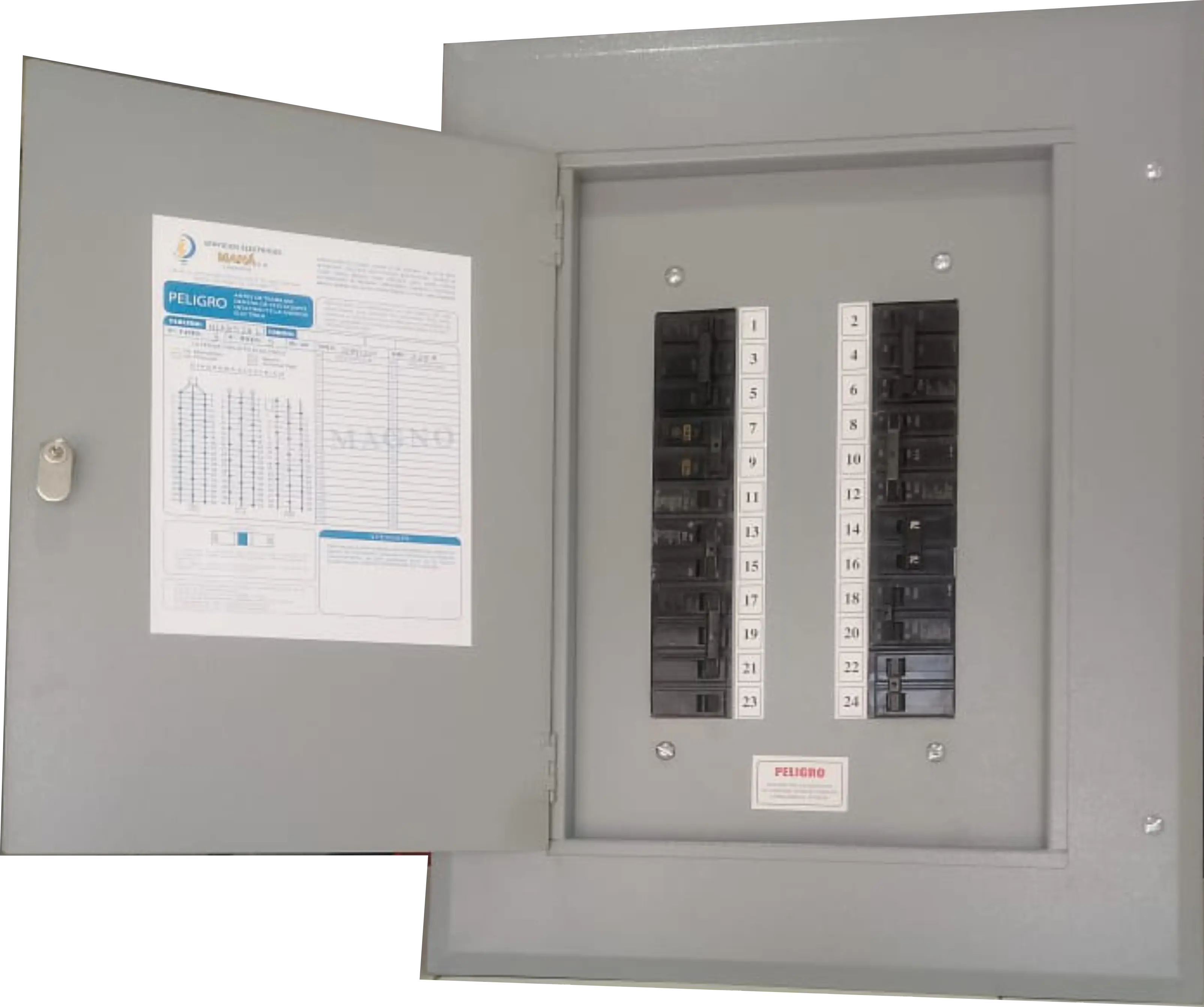Tablero tipo nlab 524l-sin espacio para breaker principal 3f + n + t embutido barra ppal, 250a.