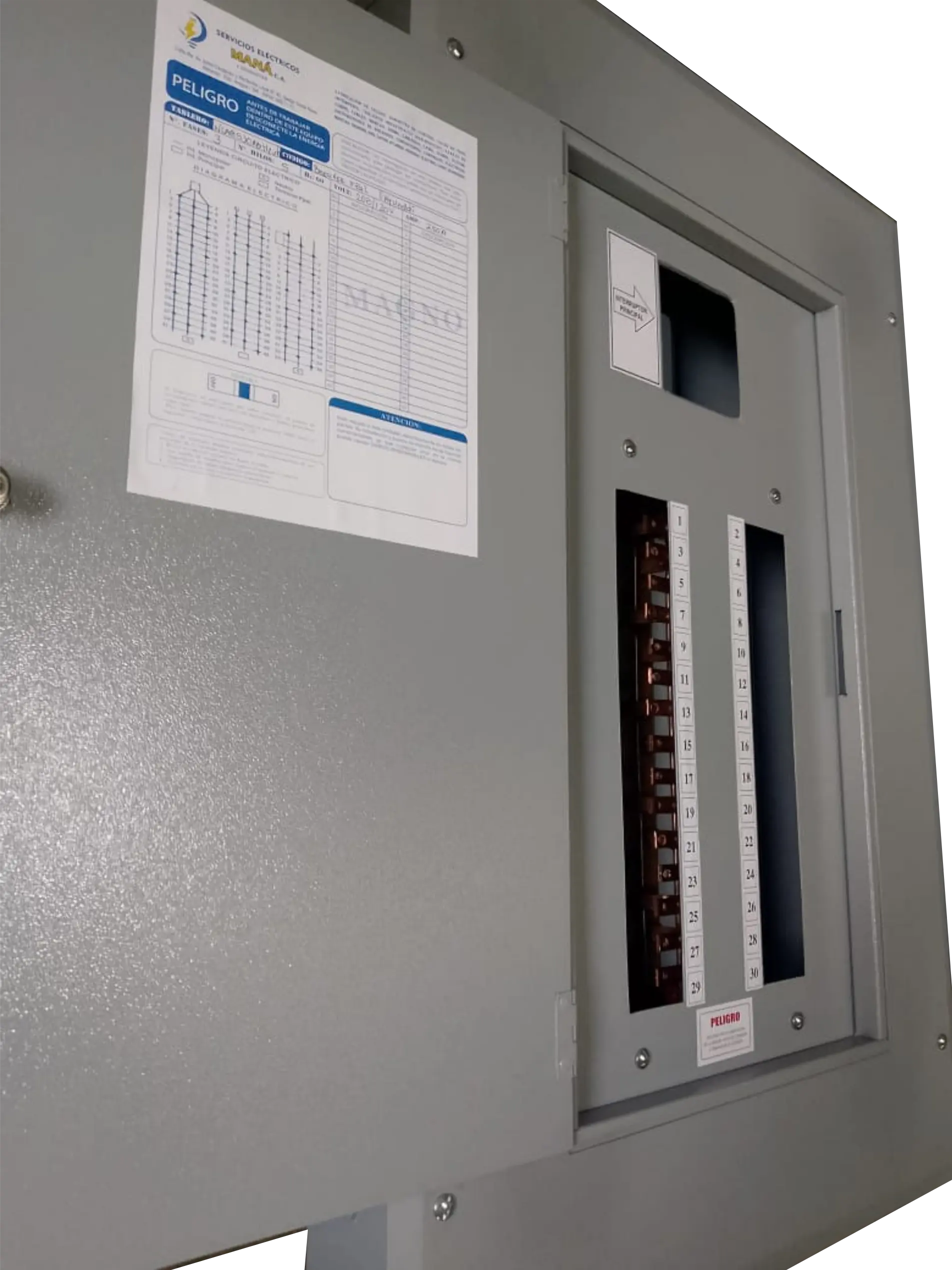 Tablero tipo nlab 530ab-con breaker principal 3f + n + t embutido barra ppal, 250a.