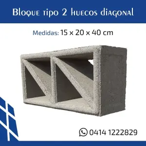 Bloque tipo 2 huecos diagonal