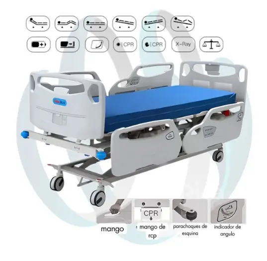 Cama Clínica Eléctrica 5 Posiciones c/Balanza Integrada Radiotransparente HLB117A