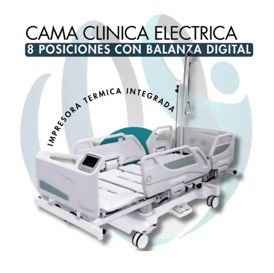 Cama Clínica Eléctrica 8 Posiciones c/Balanza Integrada Radiotransparente HLB117V