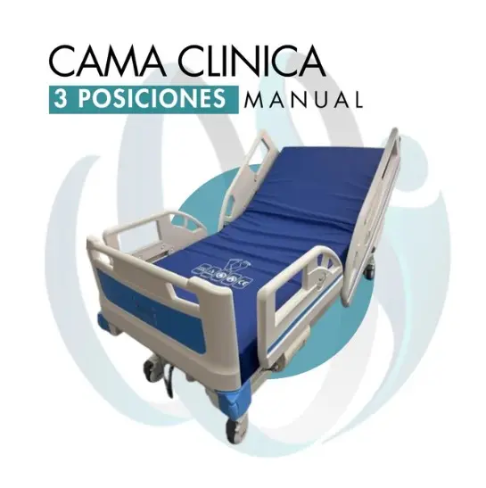 Cama Clínica Manual 3 Posiciones Barandas de ABS