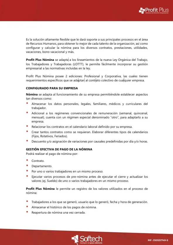 Profit Plus Nómina 3.1 Corporativo