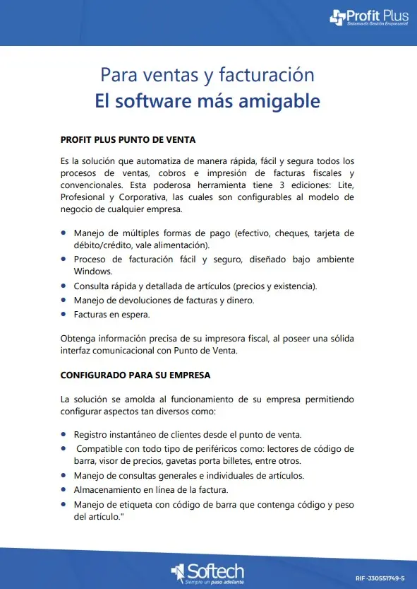 Profit Plus Punto de Venta 3.1 Corporativa