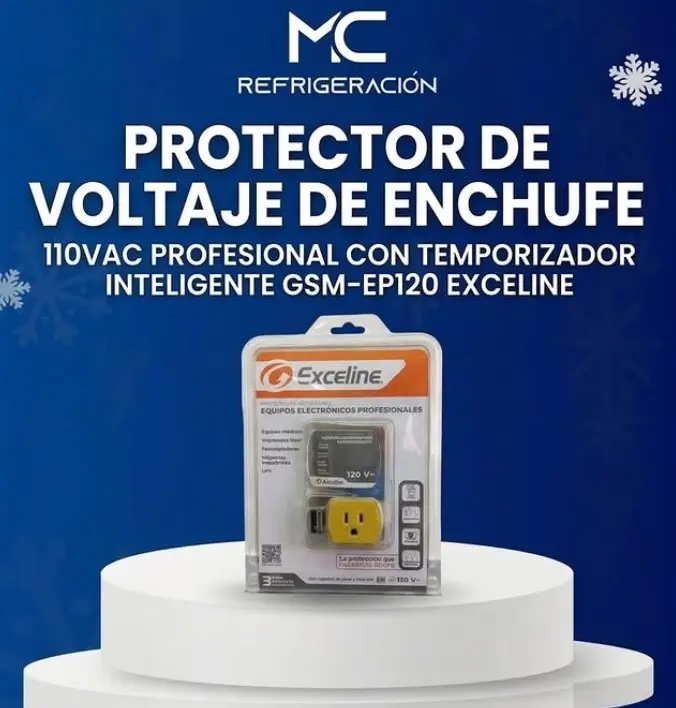 Protector de Voltaje de Enchufe 110VAC profesional con temporizador inteligente GSM-EP120 Exceline