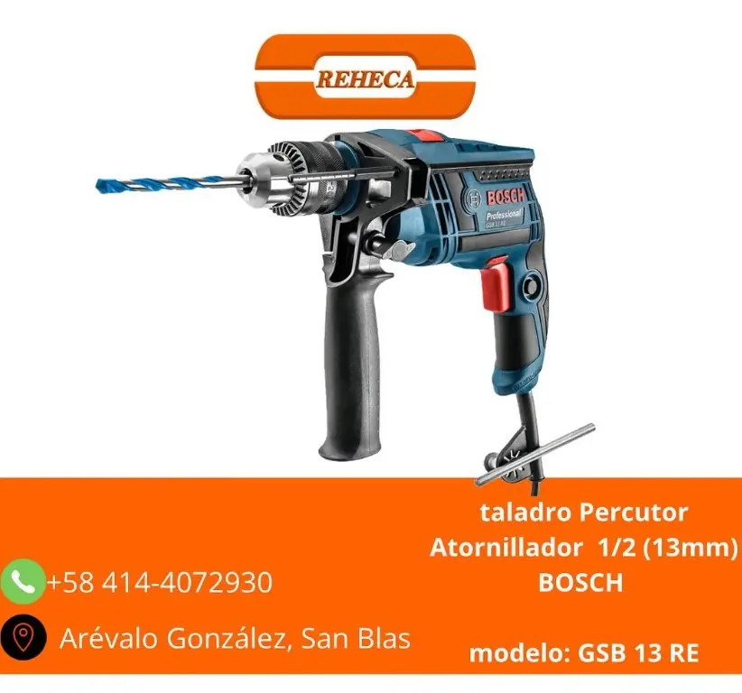 Taladro Percutor Atornillador Eléctrico BOSCH 1/2” (13mm)