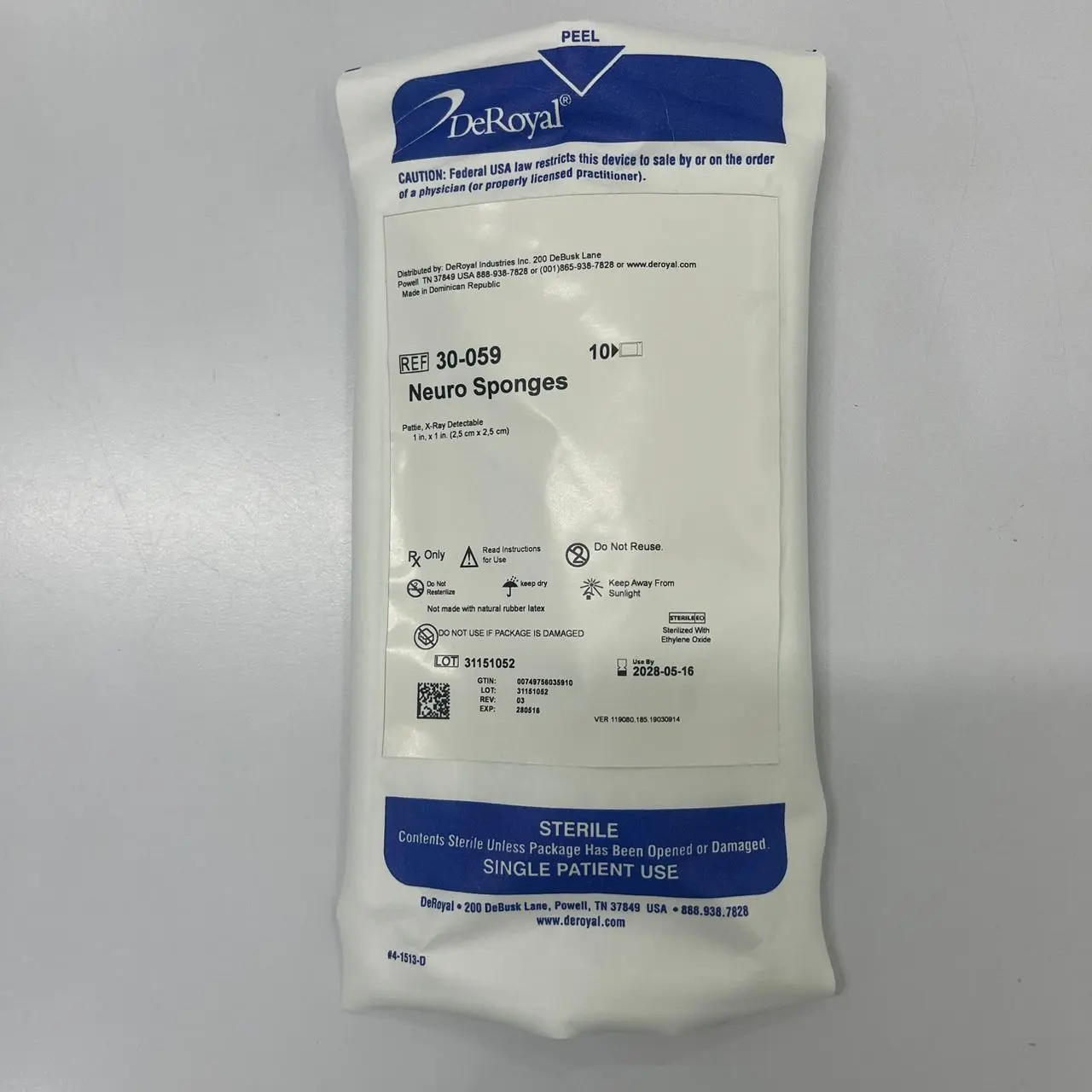 30-059     neuro sponge 1” x  1”