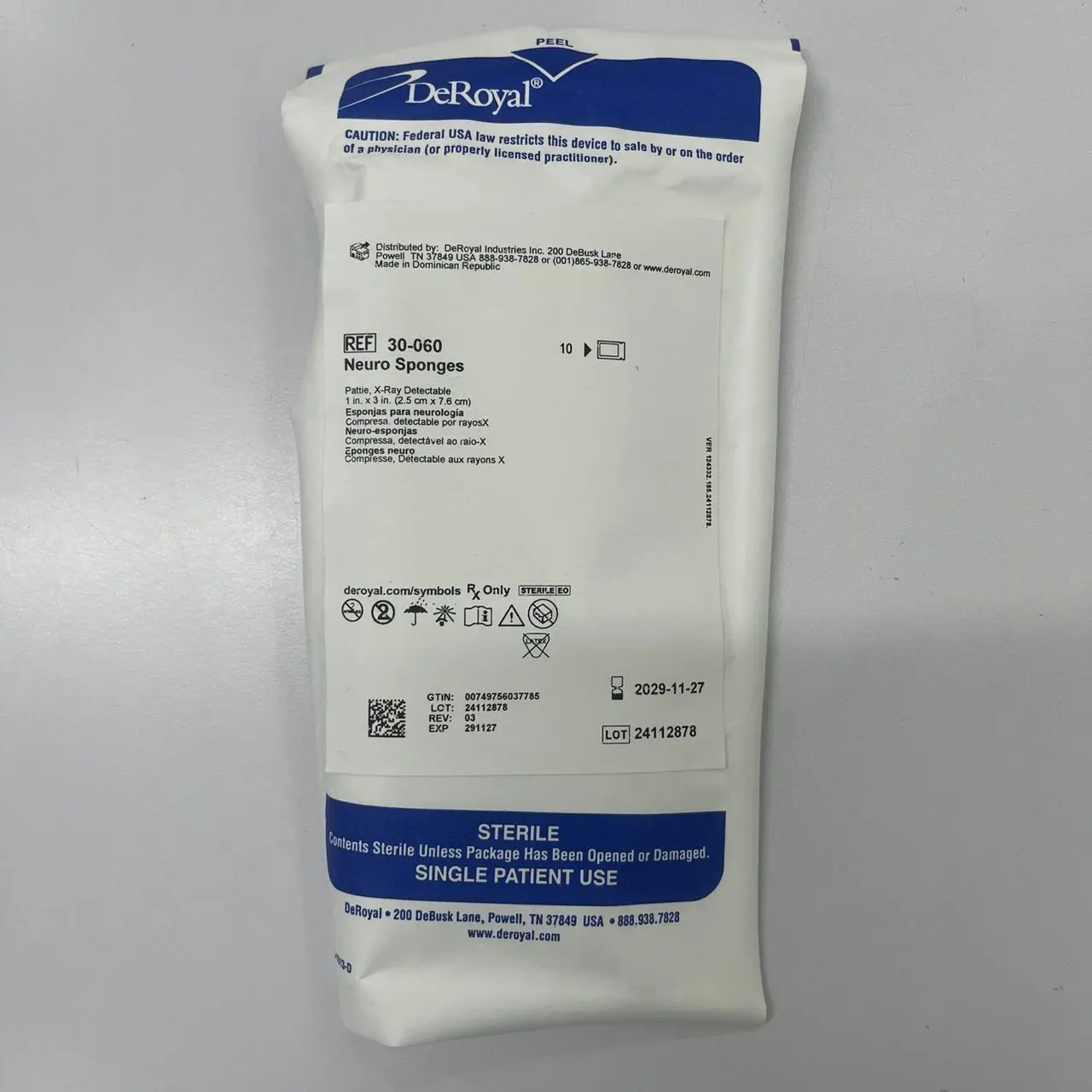 30-060     neuro sponge 1” x  3”