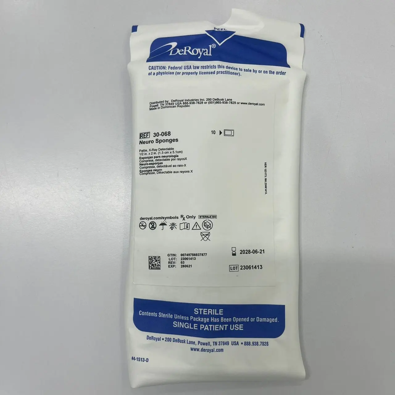 30-068     neuro sponge 1/2” x  2”