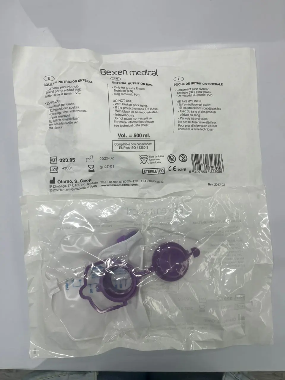 323.05 bolsa nutrición enterañ 500ml bexen
